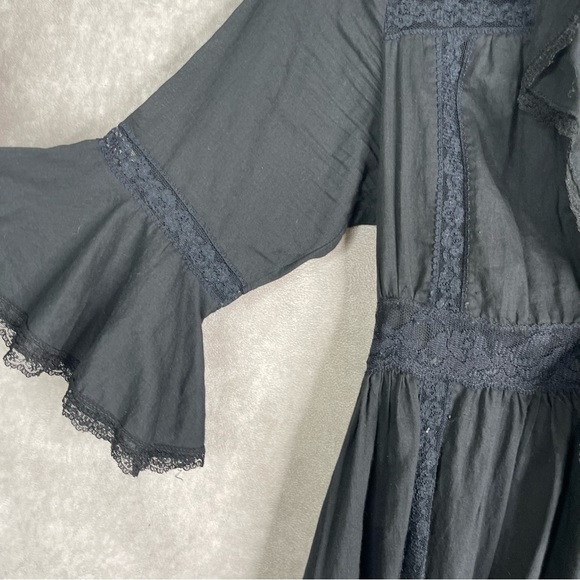 Free People Witchy Whimsigoth Victorian Dress In Black Women's Size 2 - Picture 5 of 6